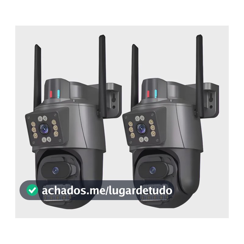 Kit 2 Câmera Segurança Ip App Icsee Lente Dupla Cor Preto