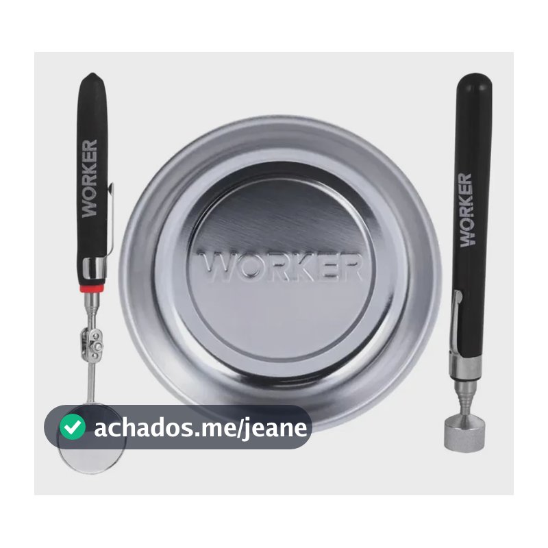 Kit Pegador Magnético Espelho E Bandeja Magnética Worker