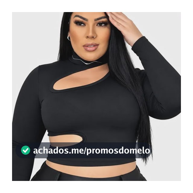 Blusa Feminina Plus Size Manga Longa Com Abertura