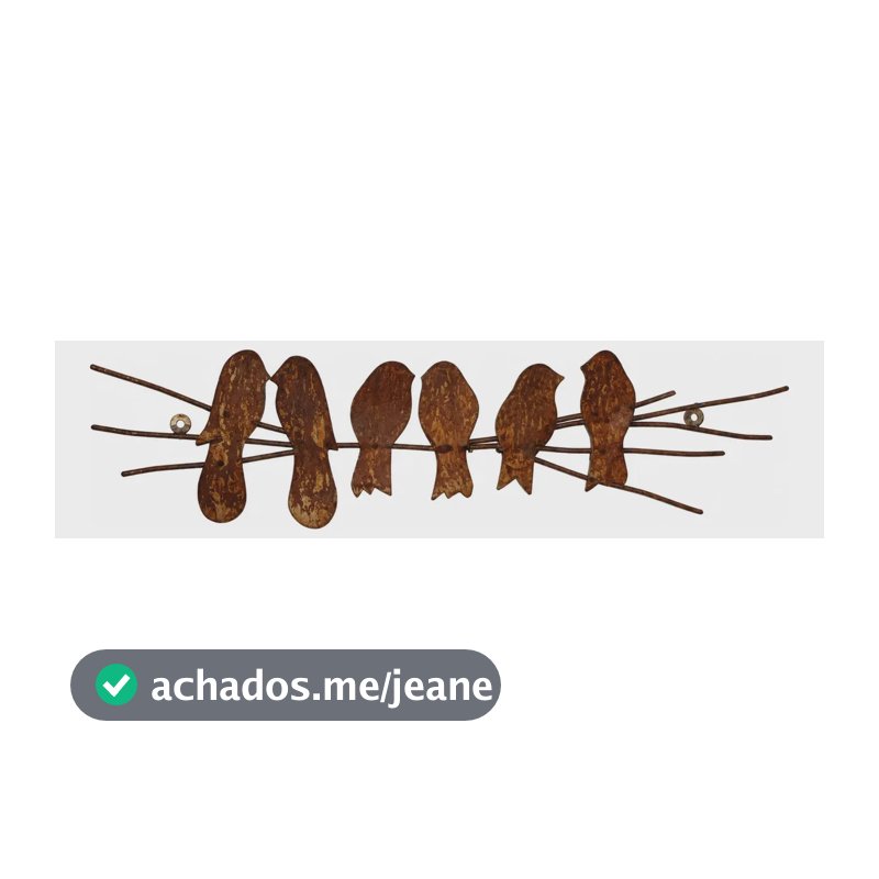 Decoração De Parede Com 6 Pássaros No Galho Em Ferro 65x20 Marrom-escuro