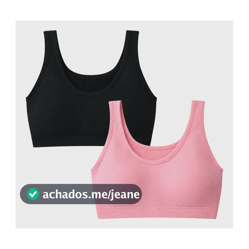 Kit 2 Top Nadador Fitness Com Bojo Costura Reforçada Fitness Preta-rosa M