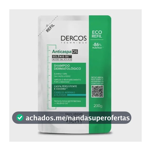 Shampoo Anticaspa Cabelos Normais a Oleosos, Dercos DS Vichy, 200g