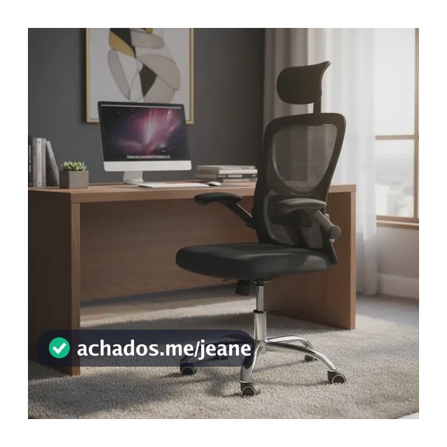 Cadeira De Escritório Ergonômica Ravena Apoio Lombar E Nuca Preto Espuma, Mesh Respirável