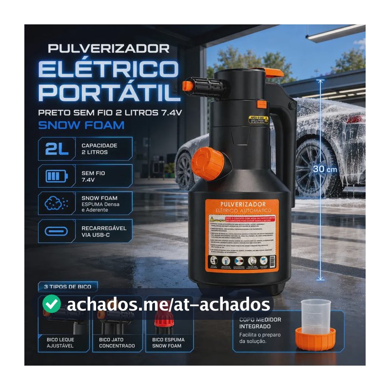Pulverizador Elétrico Automotivo Portátil Verunto, para Espuma e Limpeza de 2 L