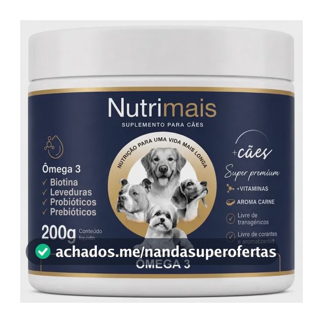 Suplemento Cães Ômega 3 + Biotina Nutrimais Pele e Pelo 200g