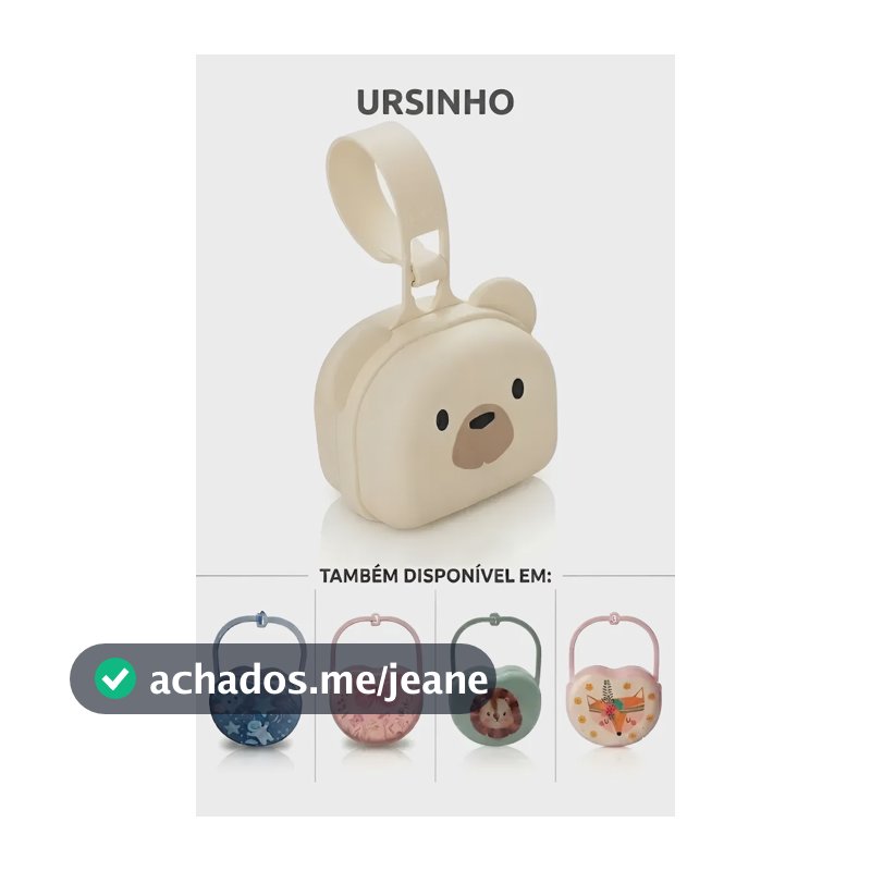 Porta Bico Chupeta Bebê Infantil C/ Alça Para Bolsa Carrinho Creme Ursinho