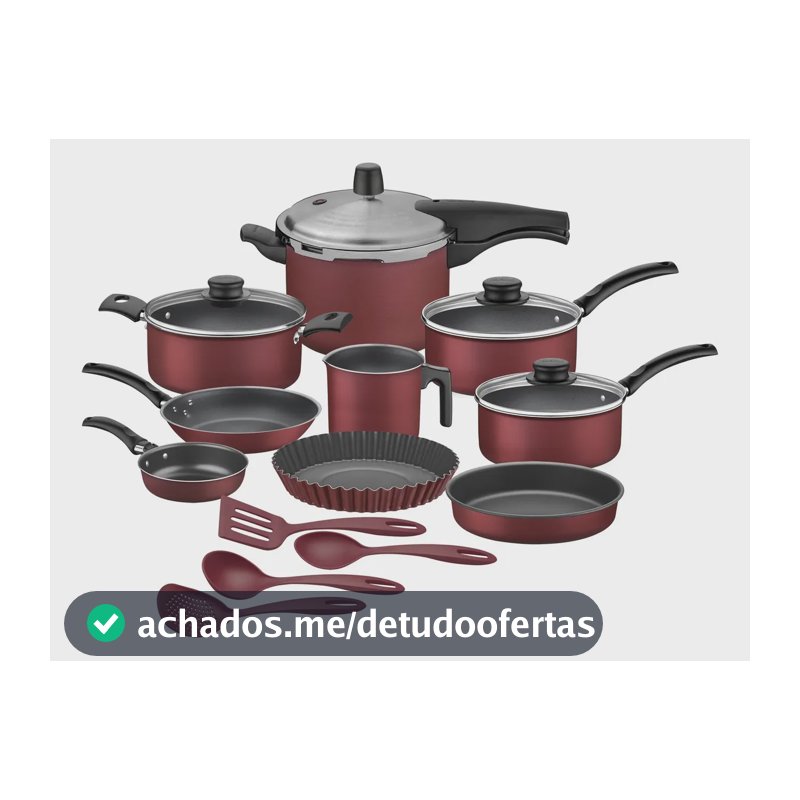 Jogo Panelas 13pç Frigideiras Antiaderentes E Panela Pressão Vermelho