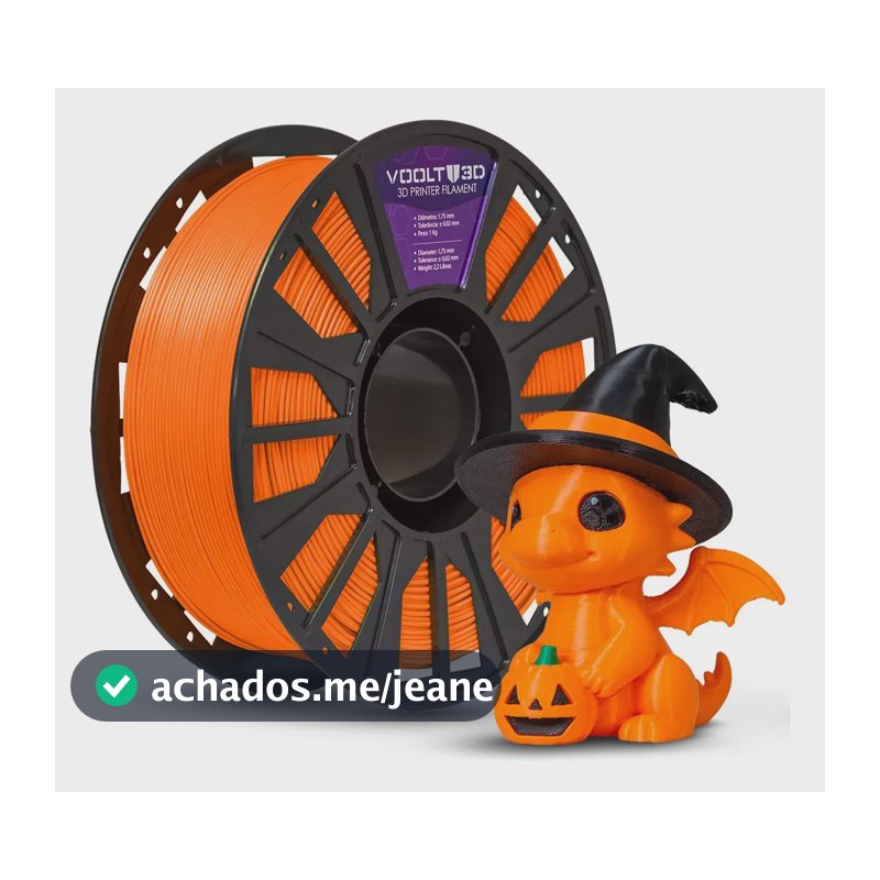 Filamento PLA Laranja 1Kg Voolt3D High Speed Premium Para Impressora 3D Fabricação Nacional 1,75mm Modelagem Criação de Objetos Peças Funcionais e Decorativas
