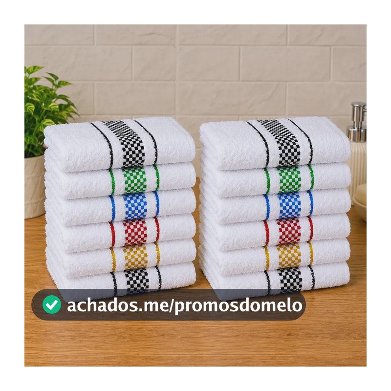 Kit 12 Panos De Prato Cozinha Premium Felpudo Alta Absorção Multicolorido