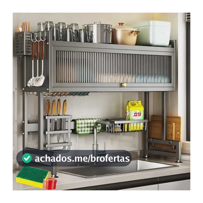 Escorredor De Pratos Louça Preto Cozinha Suspensa 65cm 18pçs Preto