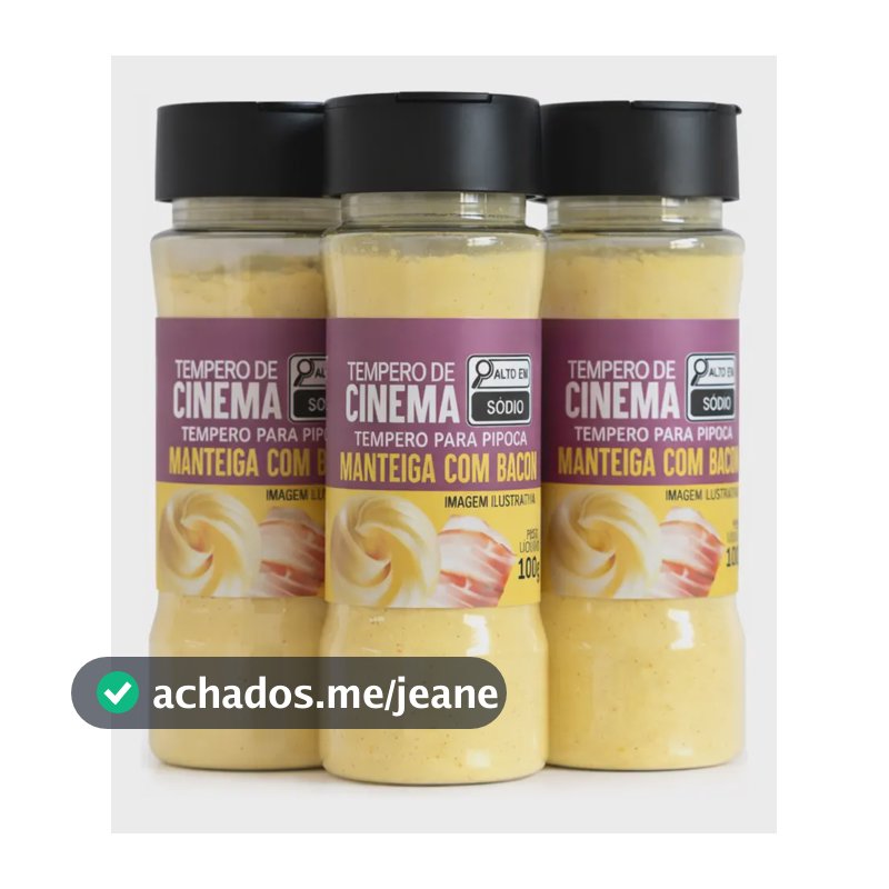 Kit Tempero Para Pipoca Manteiga Com Bacon  3 Potes De 100g
