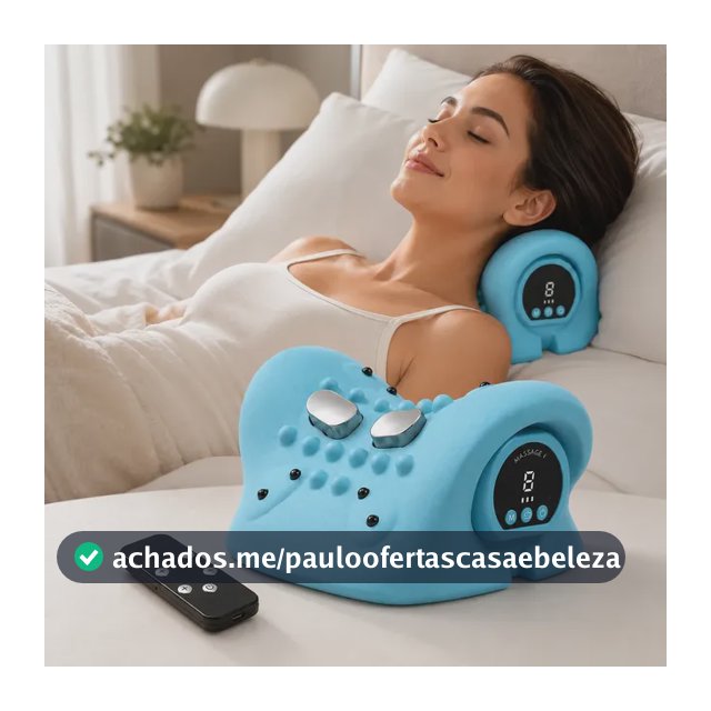 Almofada Massageadora Cervical Massageador Pescoço Sem Fio Azul-celeste 127/220v