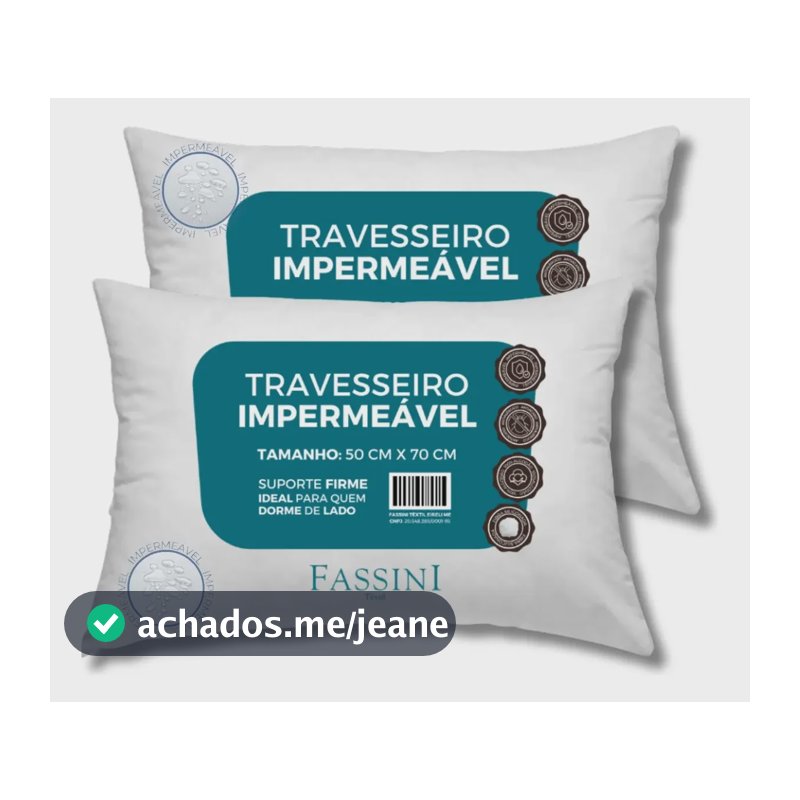 2 Travesseiros Antialérgico Impermeável 50x70 Lavável  Branco