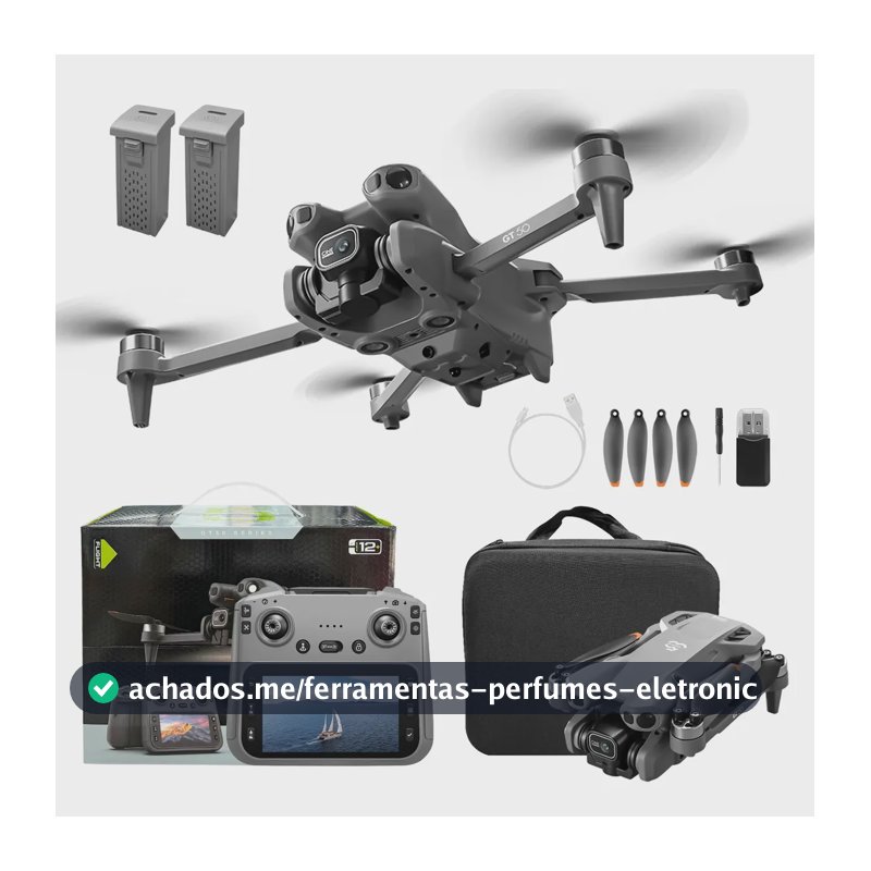Drone Gt50 Controle Com Tela Câmera 4k Preto Preto
