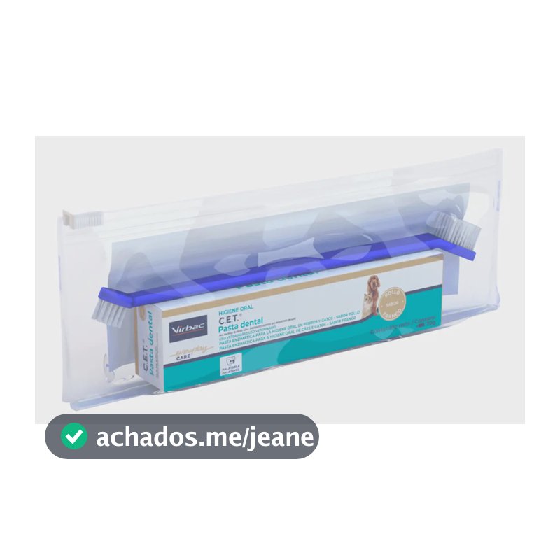 Kit Saúde Oral Virbac Pasta Cet Com Necessaire E Escova sabor frango
