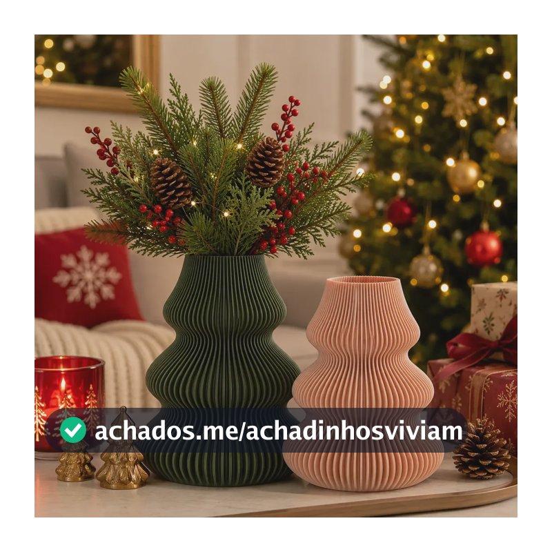Kit 2 Vasos Árvore De Natal Decoração Natalina Moderna Verde E Bege Árvore De Natal