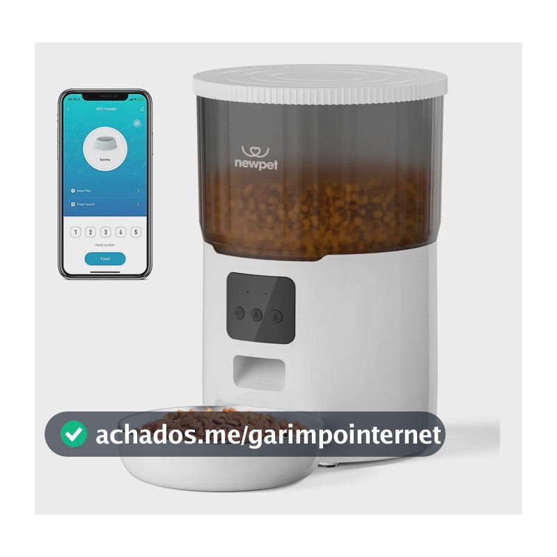 Comedouro Automático 4L Newpet Para Cães E Gatos Com Voz E App
