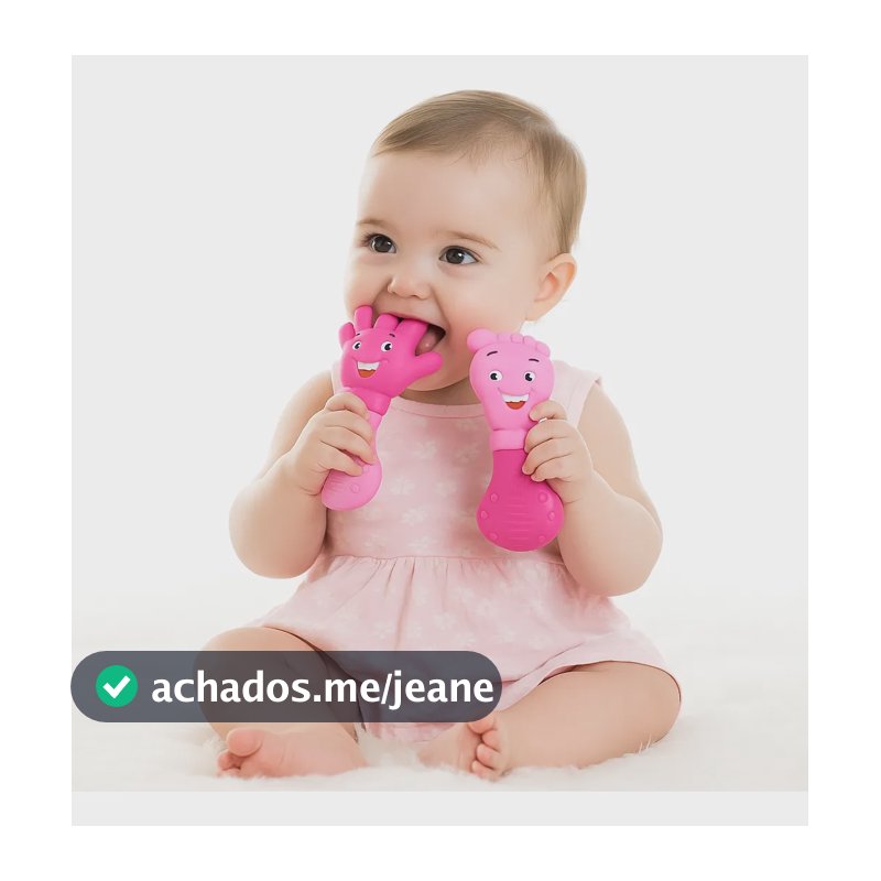 Kit Mordedor Mãozinha E Pezinho Para Gengiva Bebê Rosa Mãozinha E Pezinho