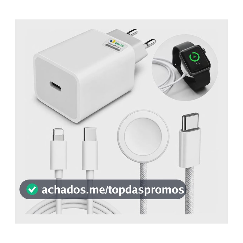 Kit Carregador Para Relógio Apple Watch Series 9 8 7 6 5 4 3 Branco