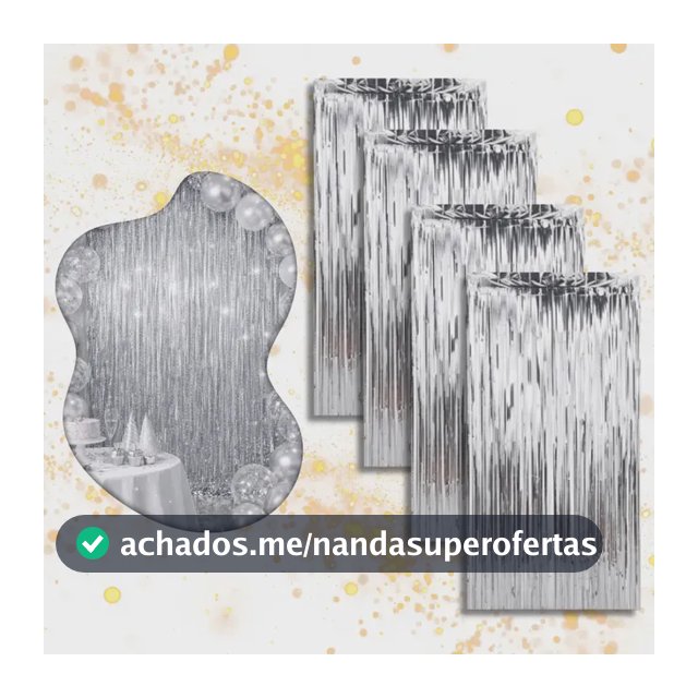 Kit 4 Cortina Metalizada Festa Fita Decoração Painel Franja Prata