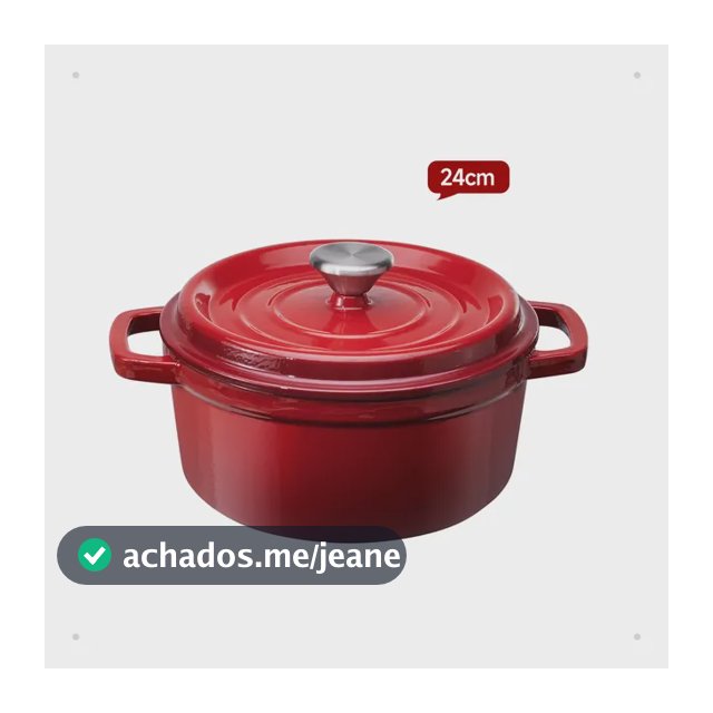 Panela Caçarola Ferro Fundido Esmalta 22/24/26cm Indução Vermelho-24cm 3-5 Pessoas