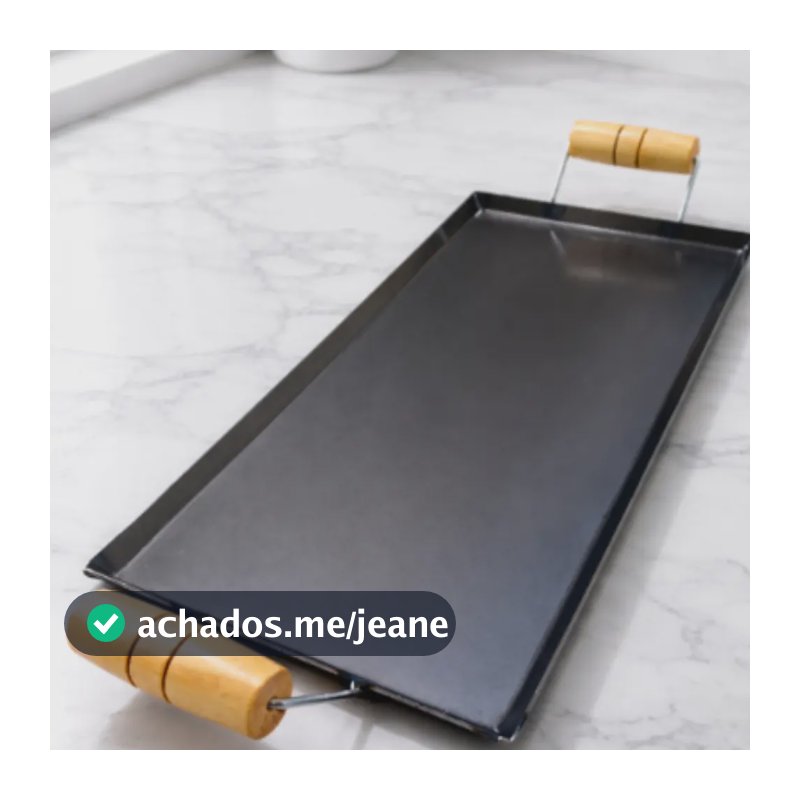 Chapa para Fogão Hambúrguer Fantinato Aço 42x22cm Com Cabo de Madeira