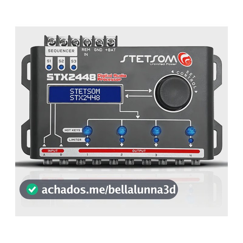 Processador de Áudio Digital Automotivo Stetsom STX2448 com Crossover e Equalizador