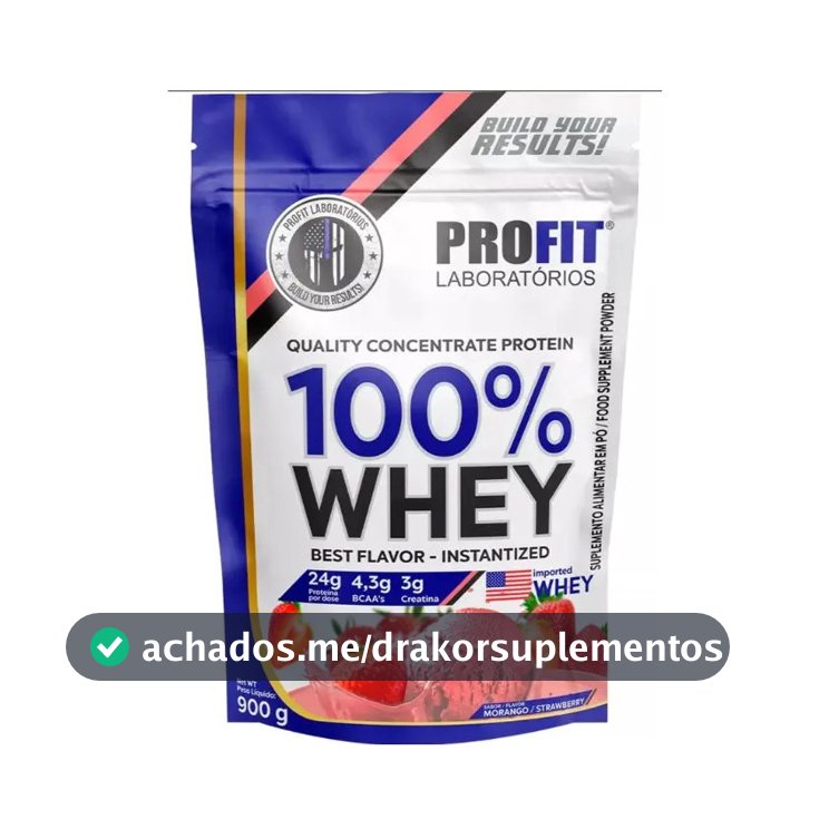 Whey protein Profit 100% Quality Concentrate em pó sabor Morango x 900g