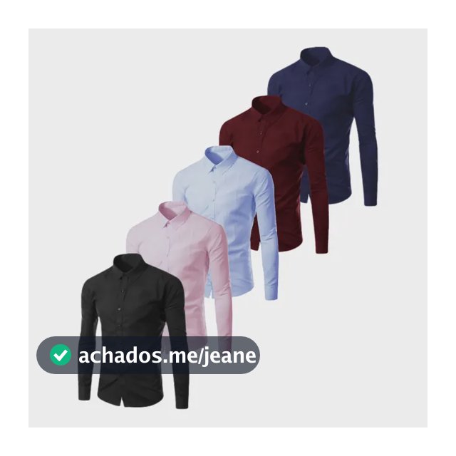 Kit 5 Camisa Social Masculina Manga Longa Slim Fit Sem Bolso