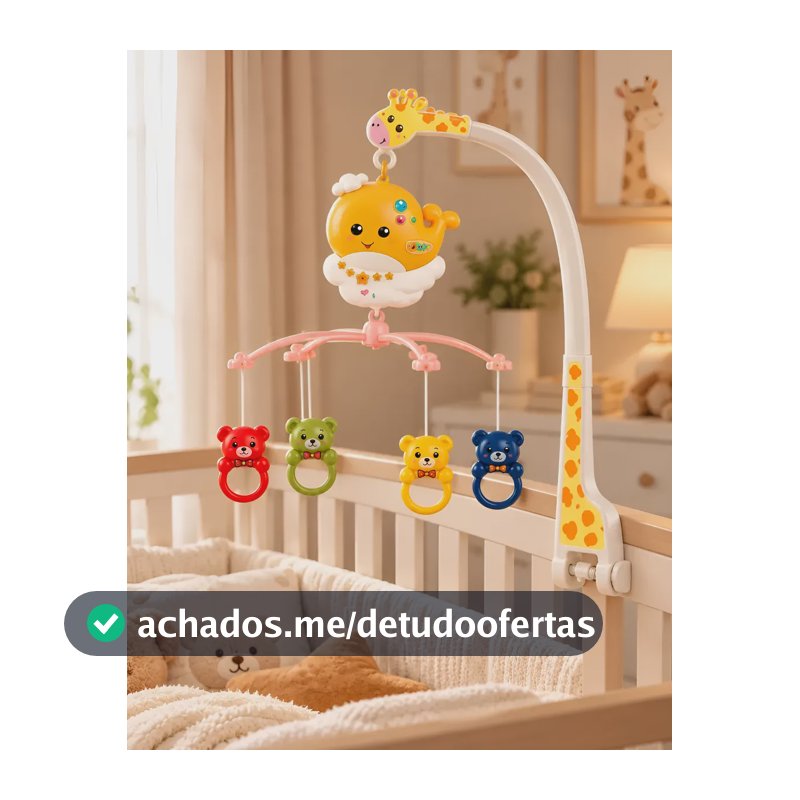 Móbile Musical Com Controle Remoto Para Berço Luz Projetor Azul