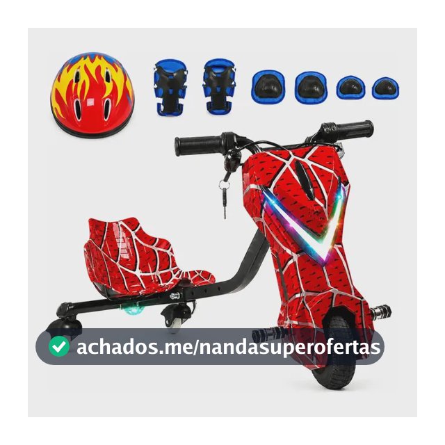 Triciclo Elétrico Drift 250W Carrinho Rolimã Infantil e Adulto com Bluetooth Som Luzes Até 15 km/h Bateria 36V Spider Aranha Zippy Toys