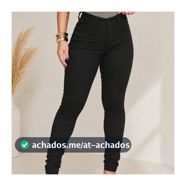 Calça Preta Jeans Feminina Com Elastano Cintura Alta Skinny