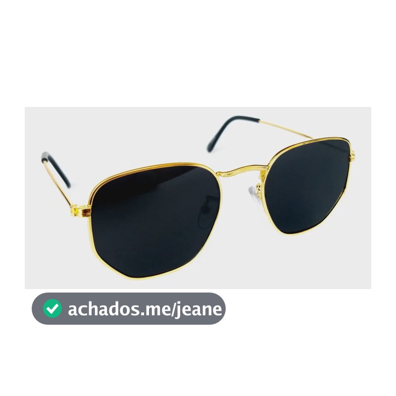 Óculos De Sol Hexagonal Unissex Retro Cor Preto Cor da armação Dourado Cor da lente Preto