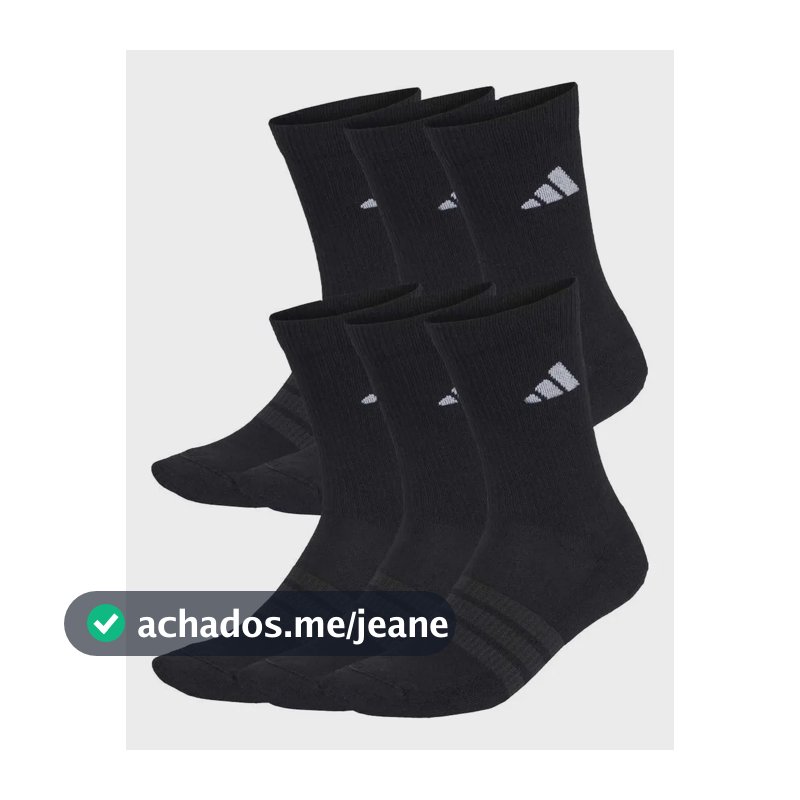 6 Pares De Meias Masculina E Feminina Acolchoadas adidas Preto Liso M