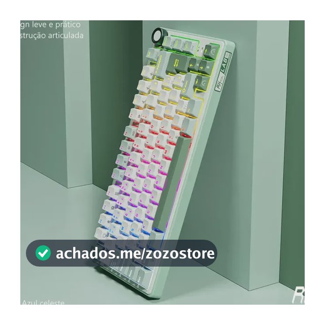 Teclado Mecânico Royal Kludge R75, ABNT2, Com Fio e Botão de Volume, RGB