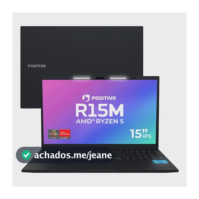 Notebook Positivo Vision R15M AMD Ryzen 5-5625U Linux 8GB RAM 256GB SSD Wi-Fi 6 Tela 15” Full HD IPS Antirreflexo - Minitela 1,54" - Lumina Bar com 3 Níveis Permite upgrade de memória RAM e SSD Preto