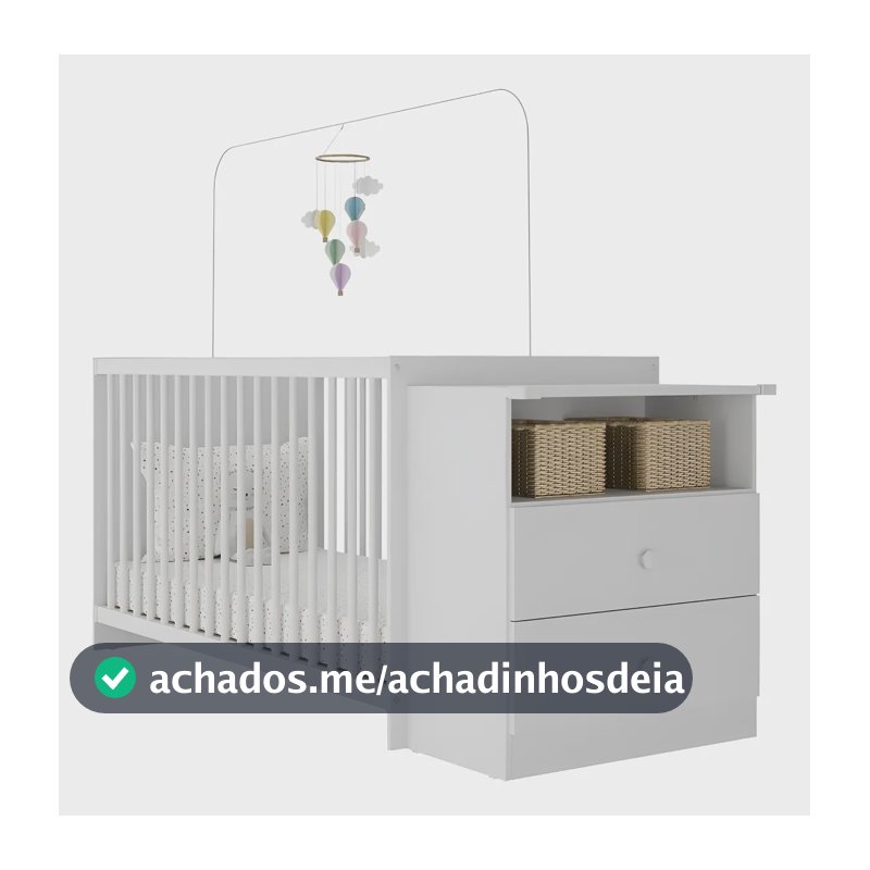 Berço Cômoda Para Colchão 60 X 130 Cm Meu Bebê Branco Branco