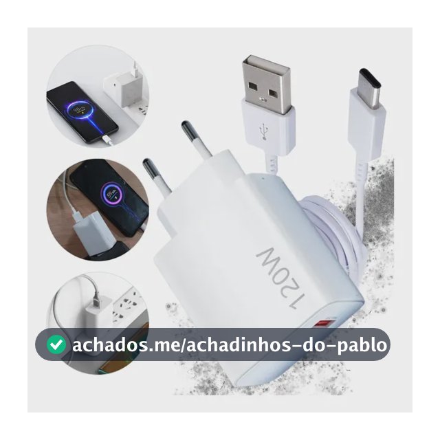 Carregador 120w Turbo Usb-c Para Smartphone Xiaomi E Samsung Branco