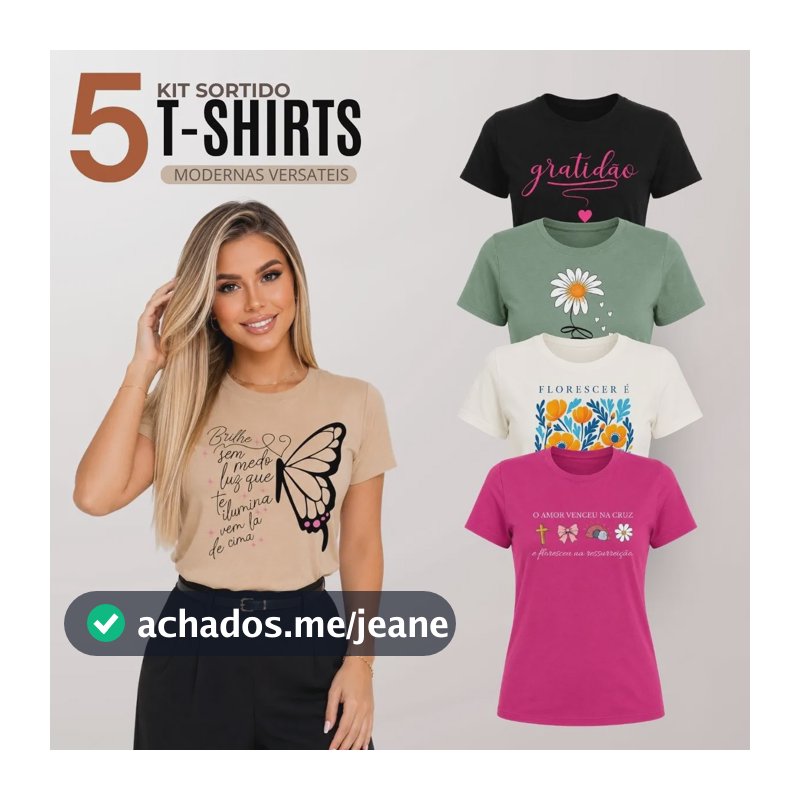 Kit 5 Blusinha Feminina Blusa Baby Look Camiseta Atacado Sortidas Gg