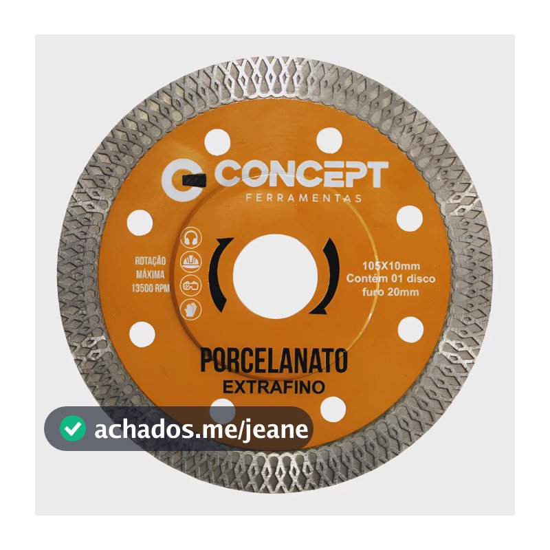 Disco Diamantado Porcelanato Extra Fino Profissional - 105mm Laranja