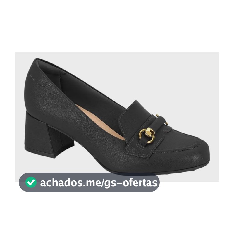 Sapato Feminino Modare Original Salto Bloco Ortopédico Macio Preto Liso 35
