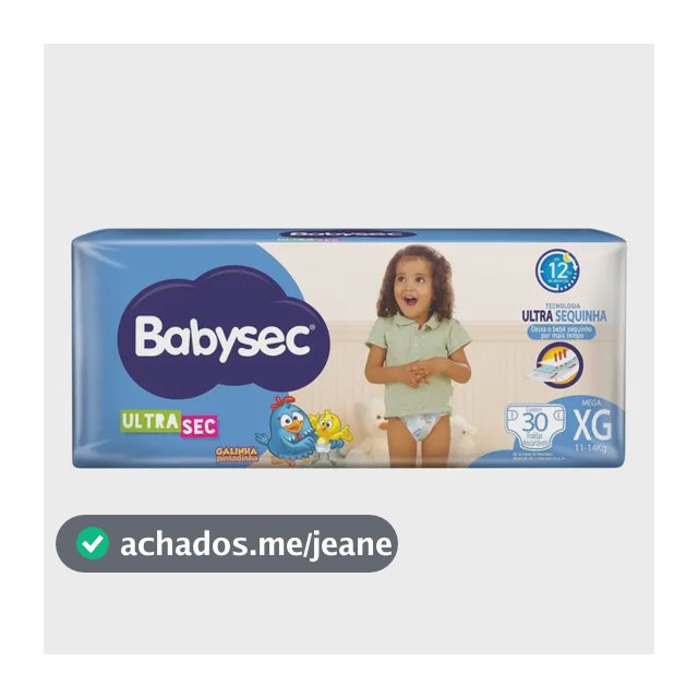 Fralda Galinha Pintadinha Ultrasec Xg 30 Unidades Babysec Gênero Sem gênero Tamanho Extra grande (XG)