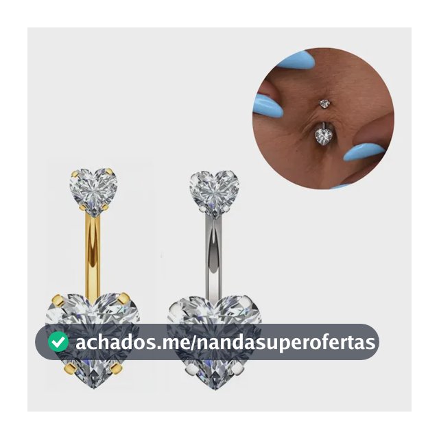 Piercing Umbigo Coração Pedra Branca Aço Cirurgico