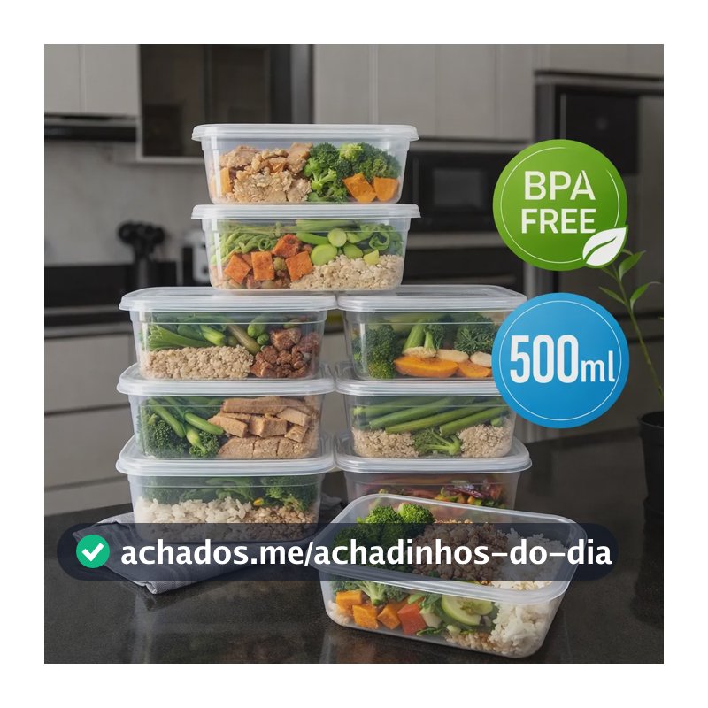 Kit 10 Potes Transparentes 500ml Bpa Free Microondas Freezer Transparente