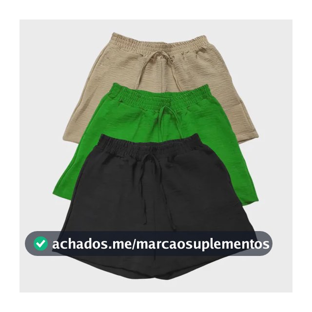 Kit 3 Shorts Feminino Basico Cintura Alta Confortável