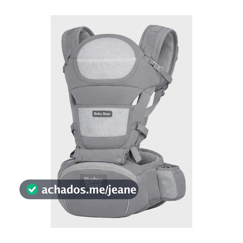 Bolsa Canguru Ergonômico Bebê Mãe Premium 12 Posições 4 Em 1 Baby Bear Cor Cinza