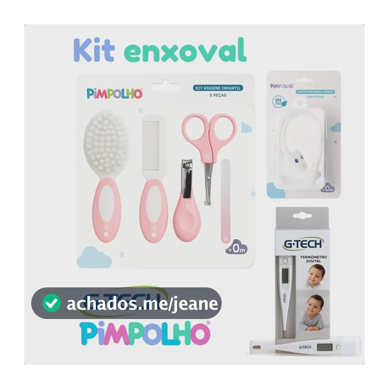 Kit Higiene Para Bebe 8 Pçs Termômetro + Aspirador Nasal Rosa