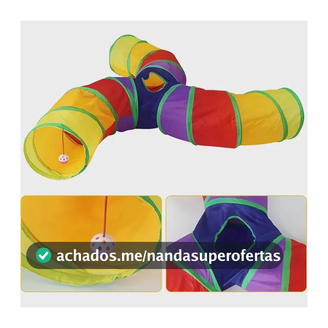 Túnel Labirinto Para Gatos Cães Interativo Dobrável Brinquedo Pet Diâmetro 25cm 3 Vias