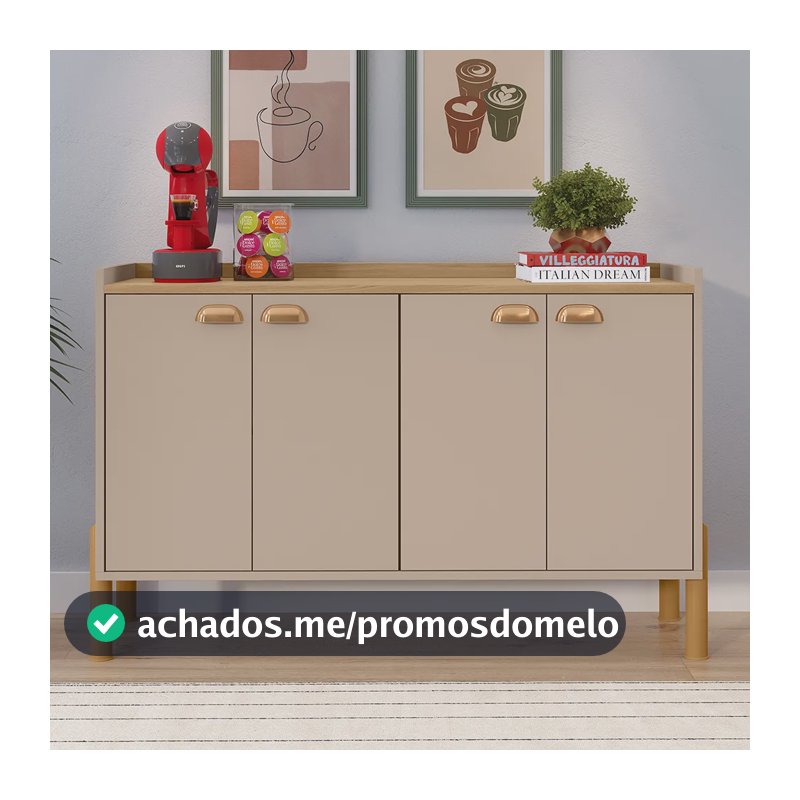 Aparador Buffet Cantinho Cafe Organizador Com 4 Portas Luxo Hanover/fendi