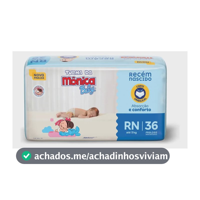 Fralda Descartável Turma da Mônica Baby Recém-Nascido RN Pacote 36 Unidades